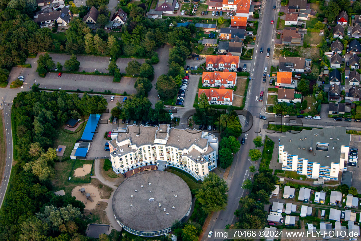 Clinic grounds of the rehabilitation center of the Strandrobbe health clinic in the district Duhnen in Cuxhaven in the state Lower Saxony, Germany