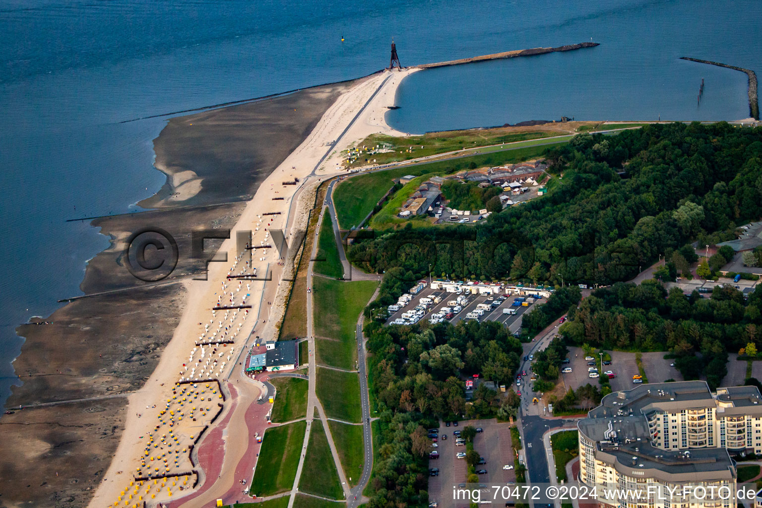 Fort Kugelbake at the mouth of the Elbe. Northernmost point of Lower Saxony in the district Döse in Cuxhaven in the state Lower Saxony, Germany