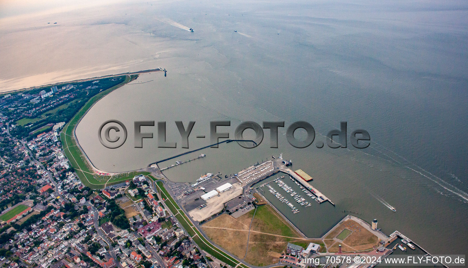 Elbe estuary from the harbour to Kugelbake in the district Döse in Cuxhaven in the state Lower Saxony, Germany