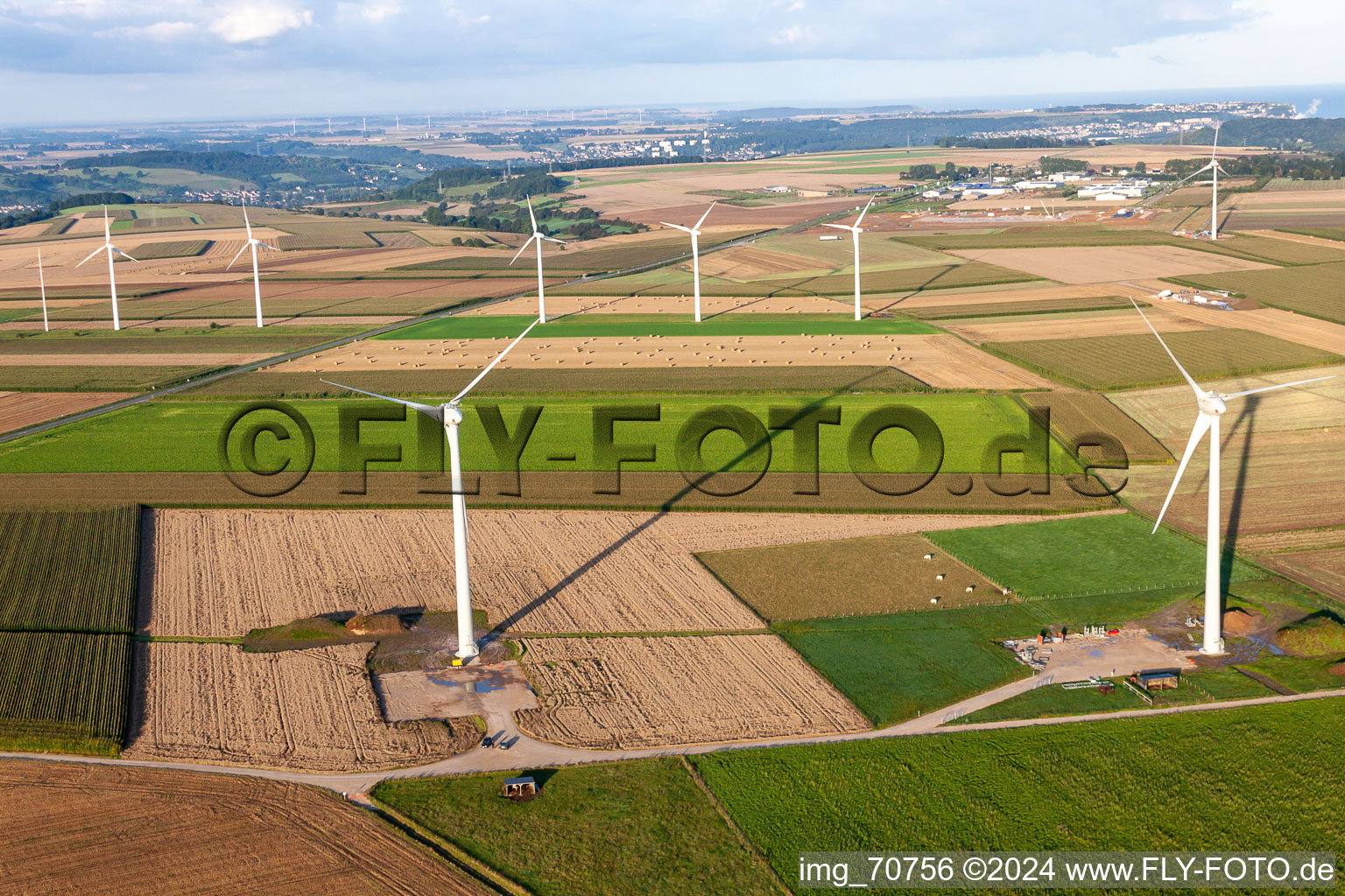 Wind farm in Béthencourt-sur-Mer in the state Somme, France