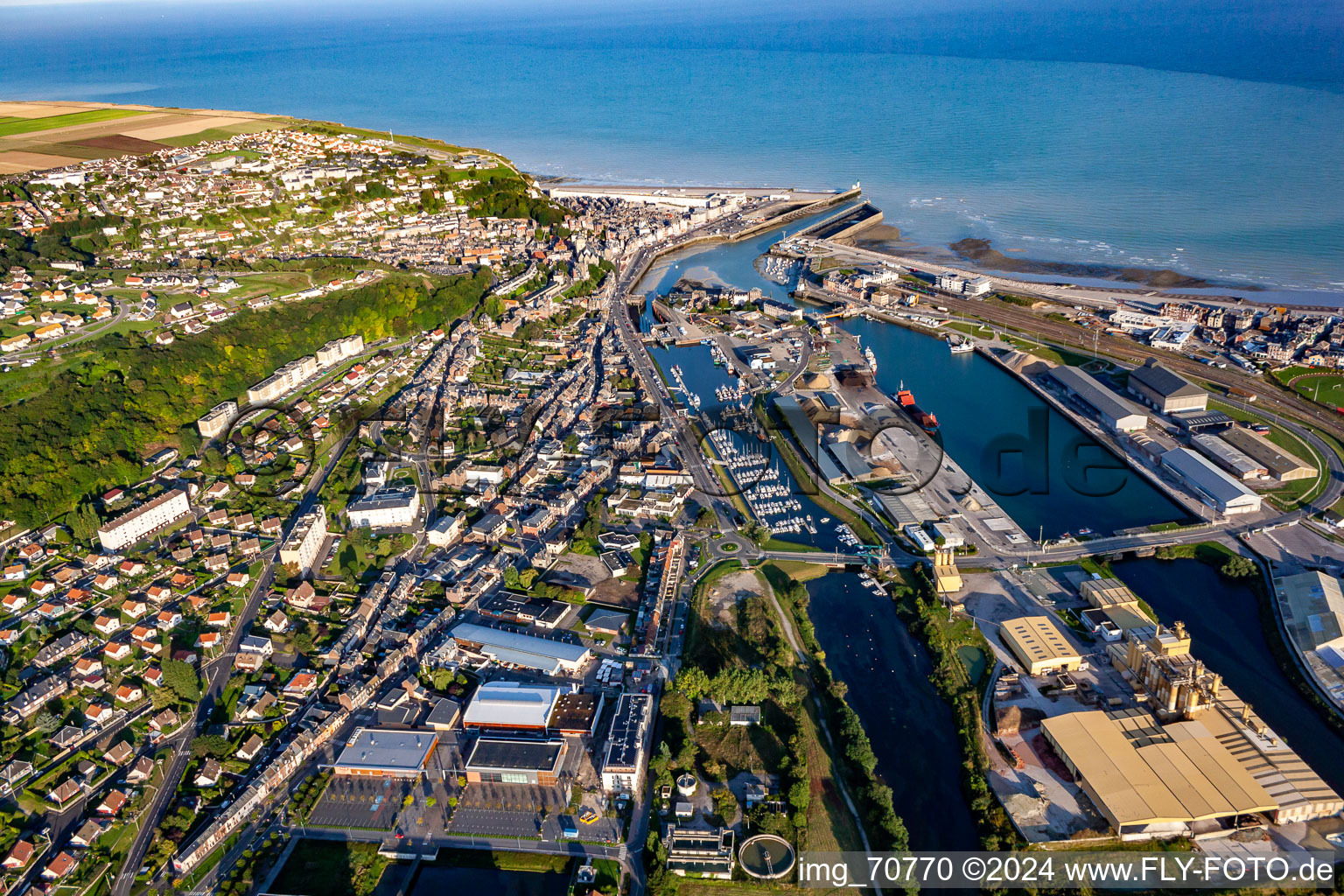 The front port in the district Treport Moderne in Le Tréport in the state Seine-Maritime, France