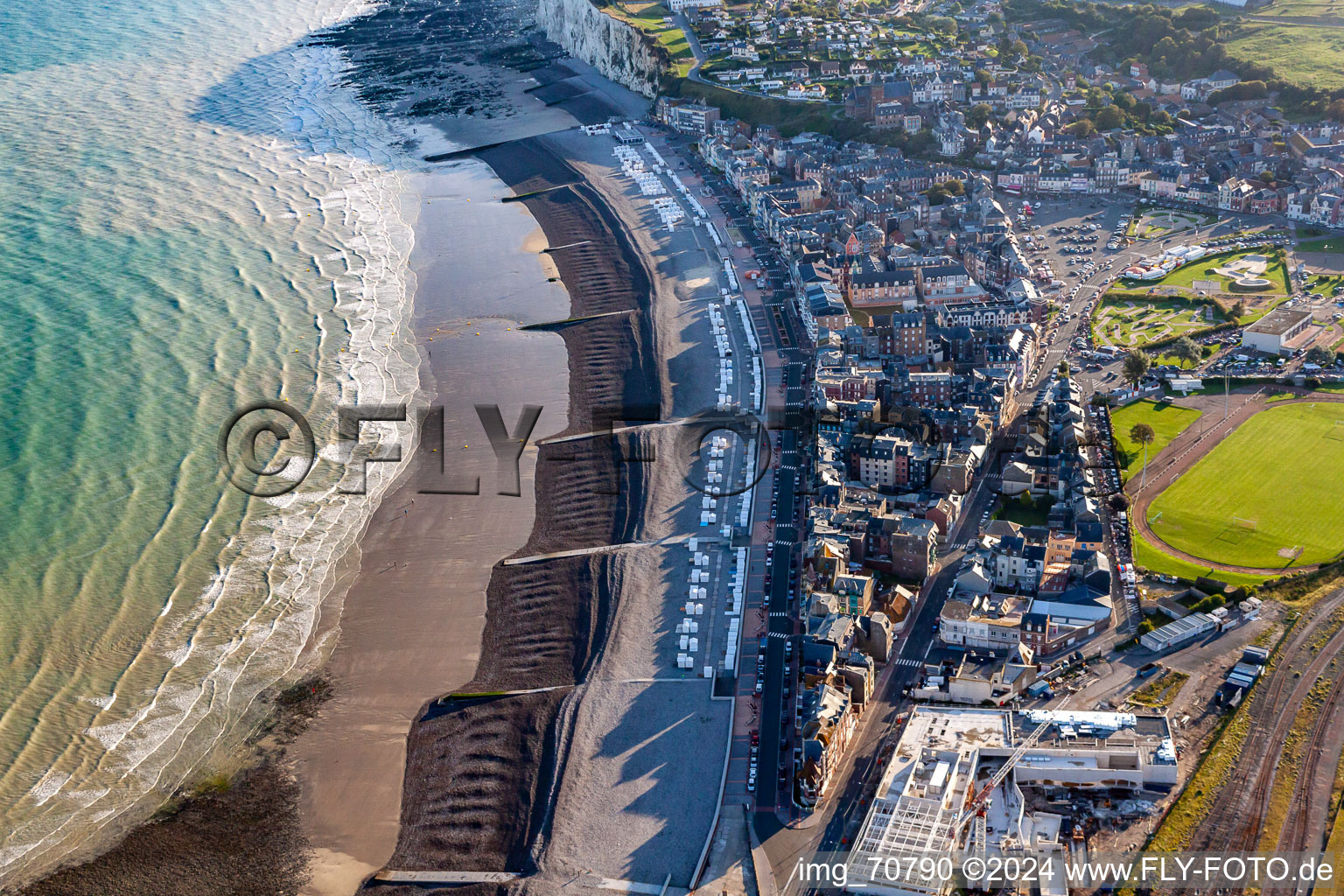 Townscape on the seacoast of Mers-les-Bains in Mers-les-Bains in Nord-Pas-de-Calais Picardy, France