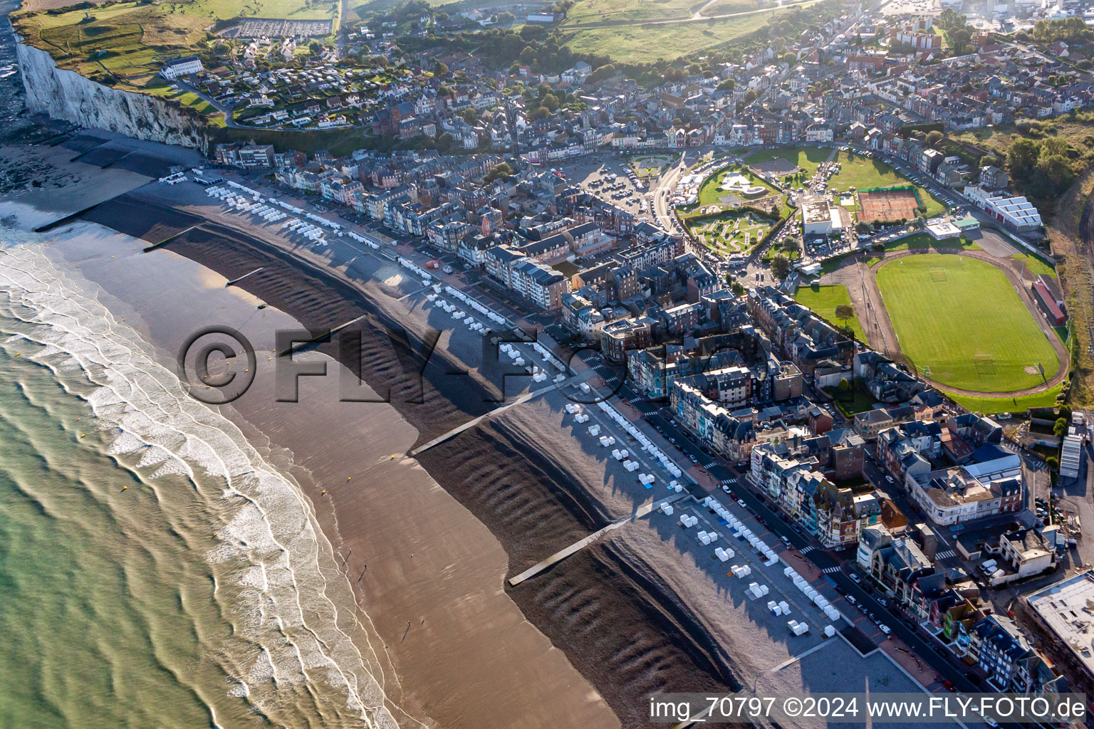 Oblique view of Plague in Mers-les-Bains in the state Somme, France