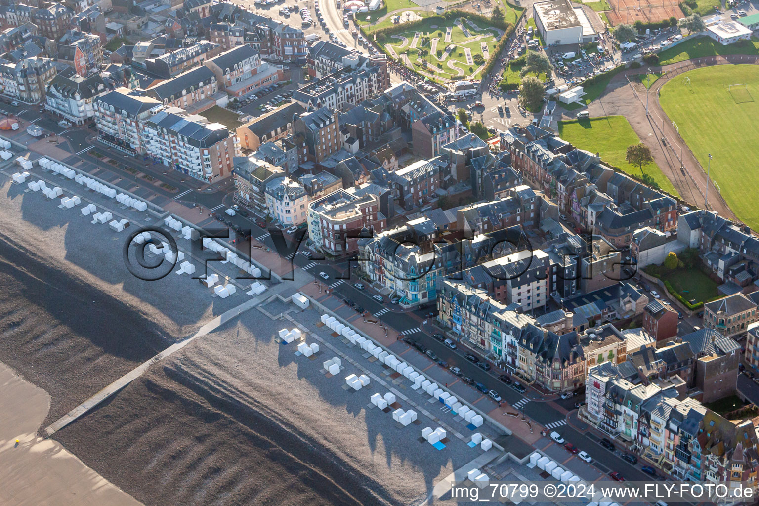 Aerial view of Mers-les-Bains in the state Somme, France