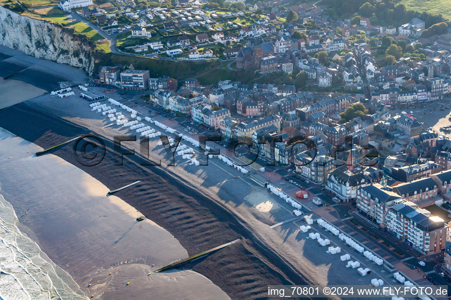 Beach landscape on the Coast to the English Channel in Mers les Bains in Hauts-de-France, France