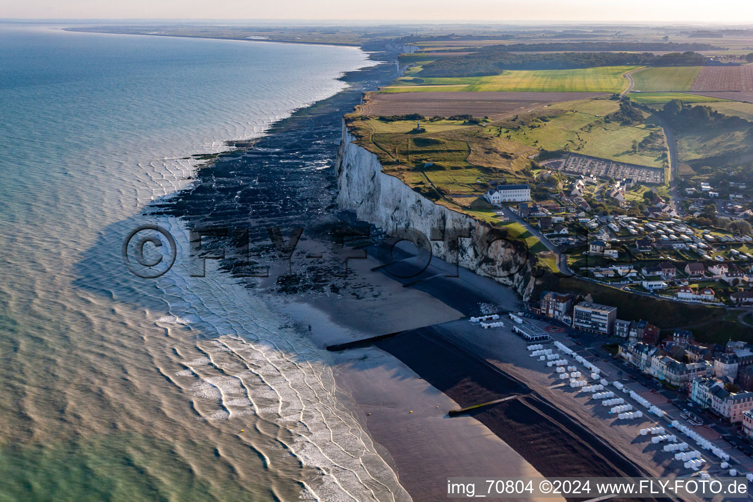 Aerial view of Cliffs in Mers-les-Bains in the state Somme, France