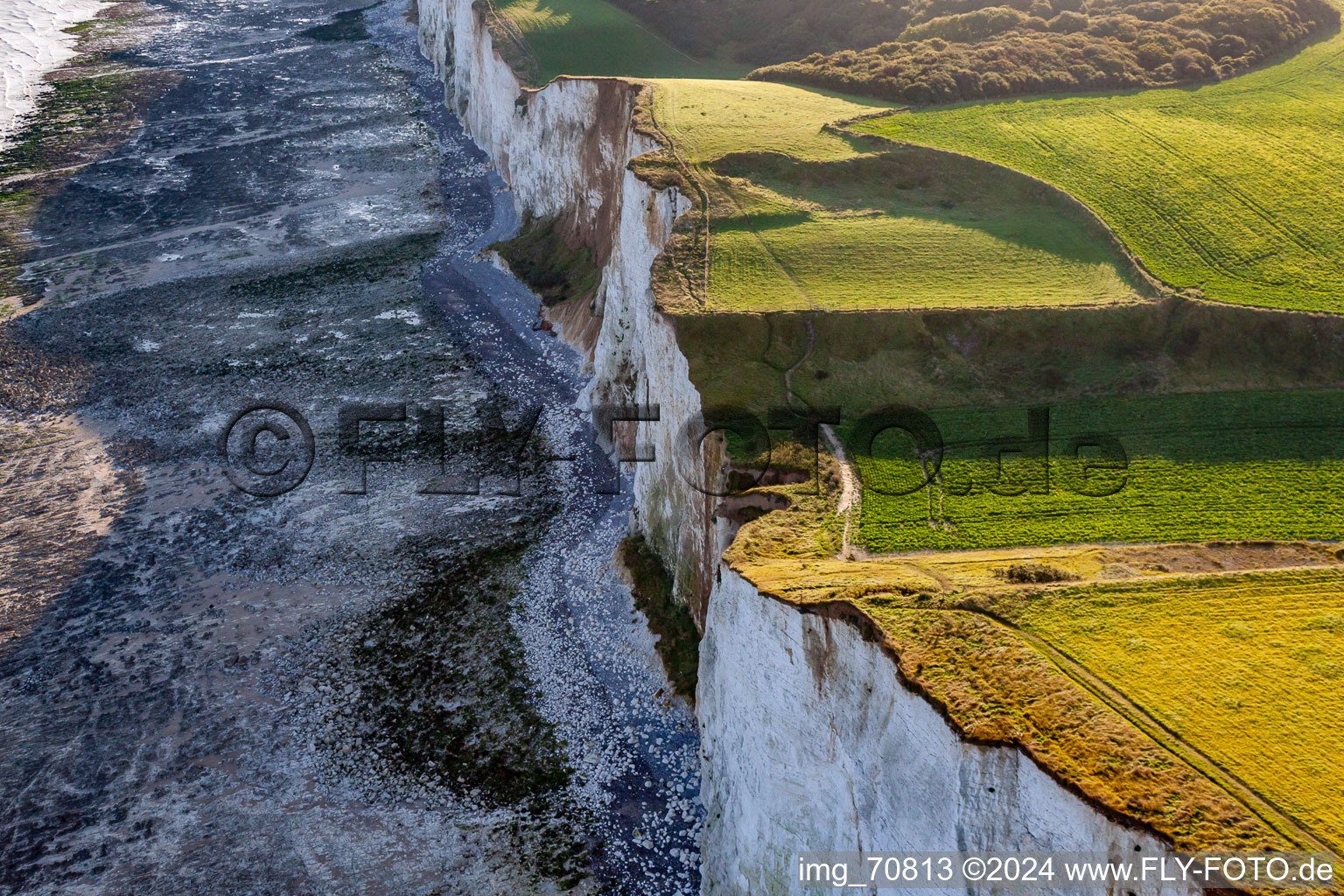 Aerial view of Falaise in Mers-les-Bains in the state Somme, France