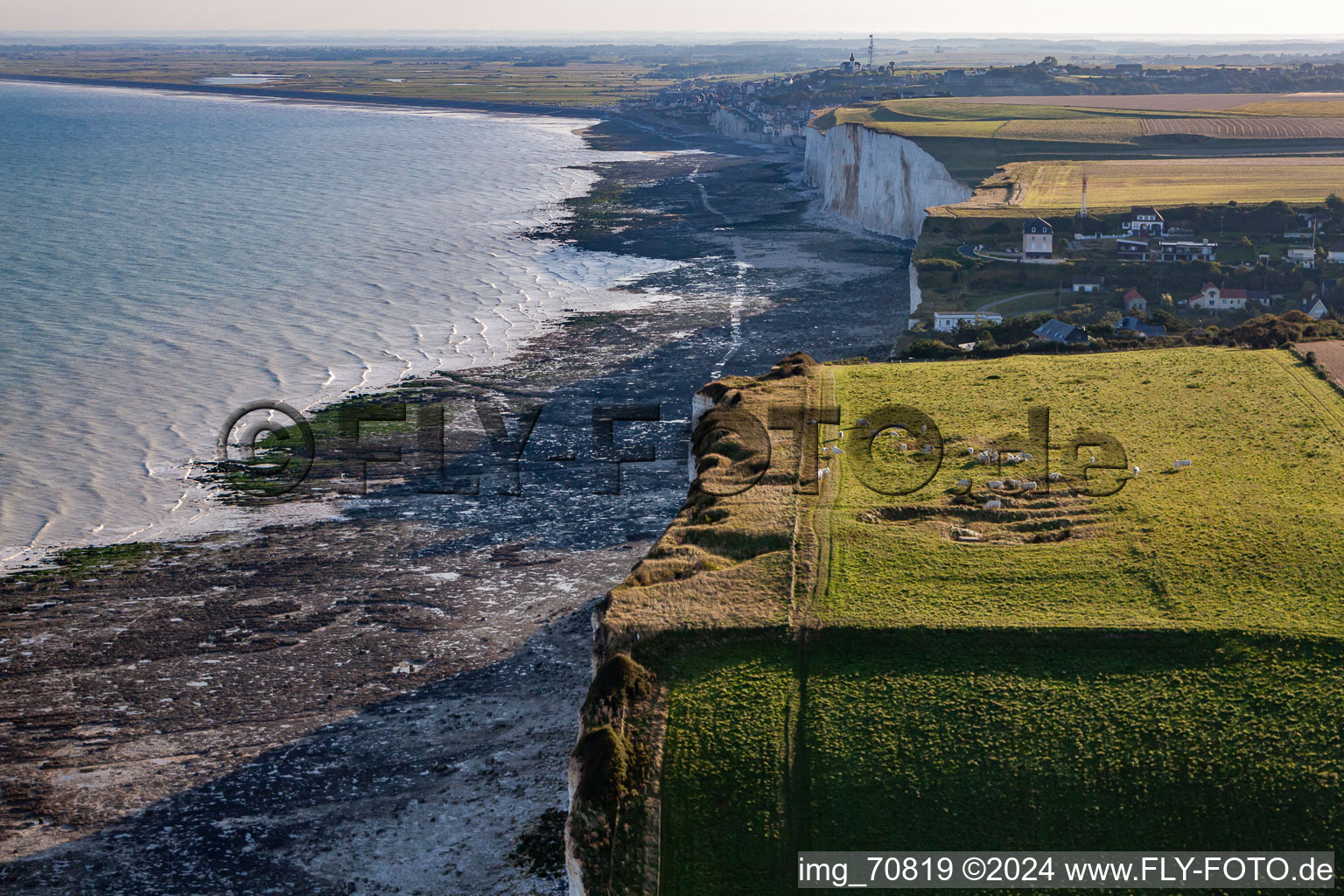 Aerial view of Cliffs in Ault in the state Somme, France