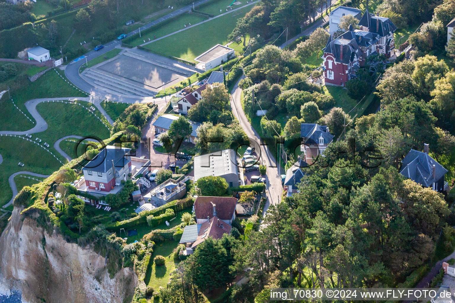 Aerial view of Casino Route in Ault in the state Somme, France