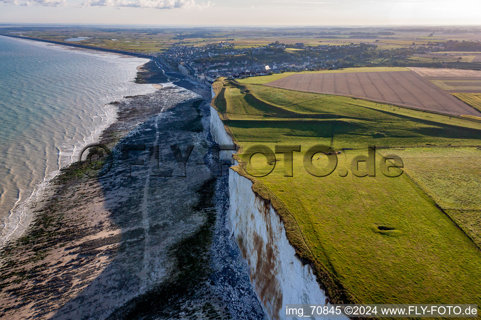 Coastline at the rocky cliffs of Aermelkanal in Ault in Hauts-de-France, France