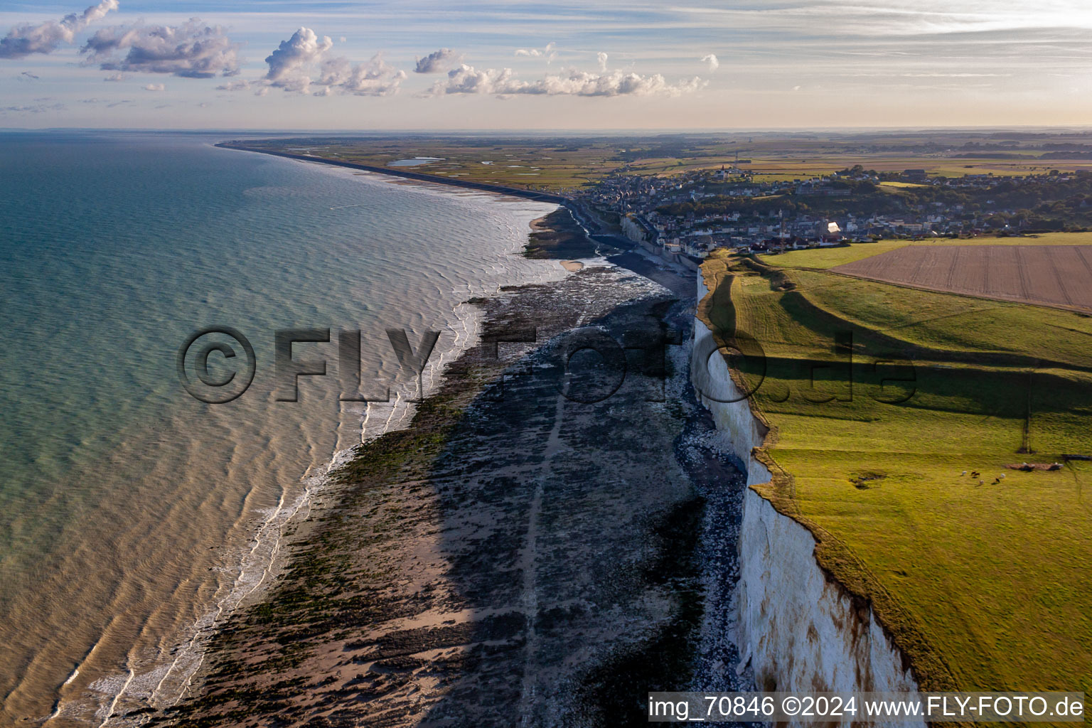 Aerial view of Ault in the state Somme, France