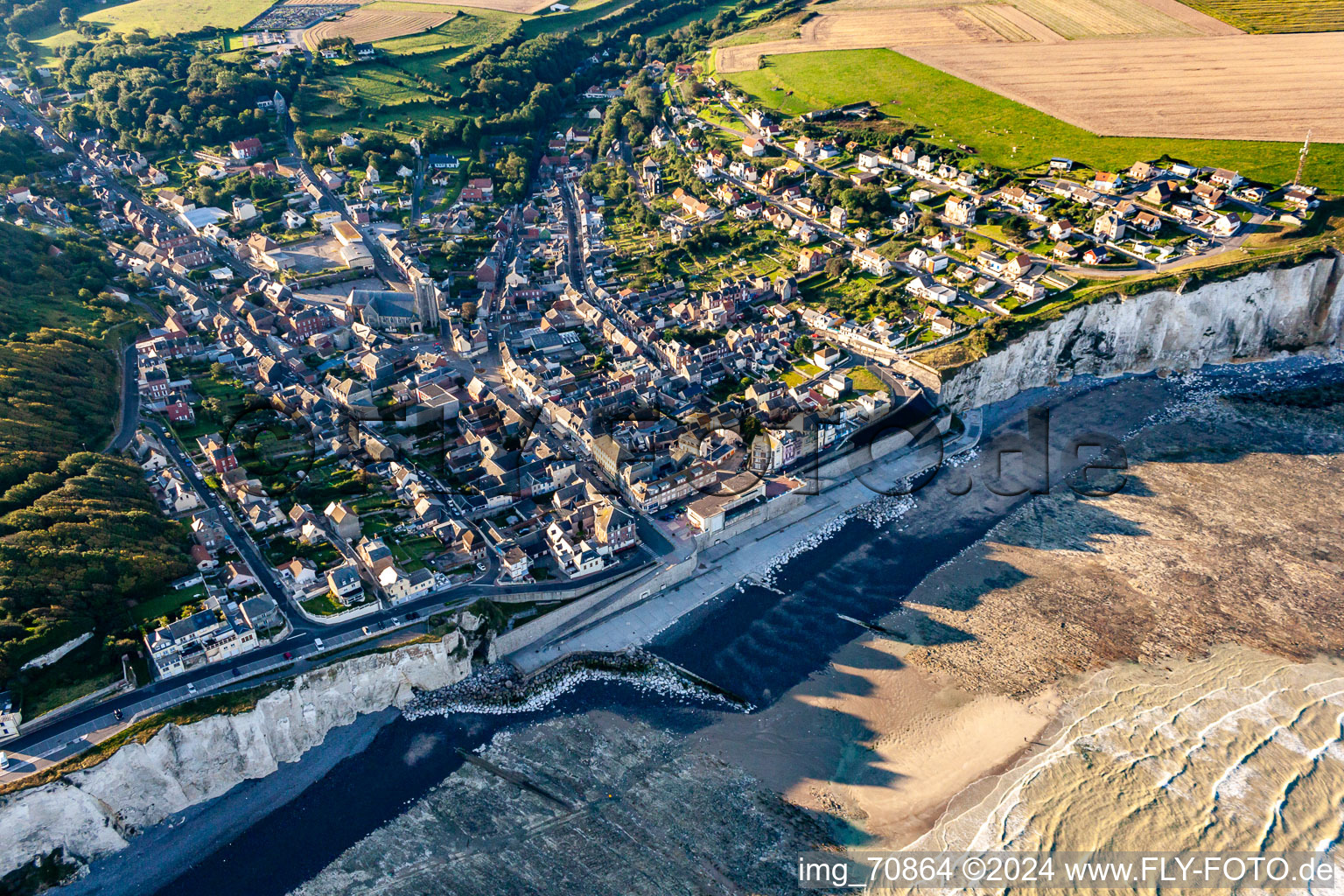 Aerial view of Falaise D Ault in Ault in the state Somme, France