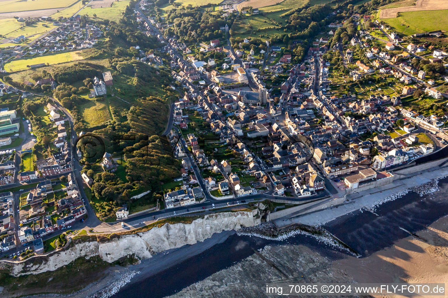 Aerial photograpy of Falaise D Ault in Ault in the state Somme, France