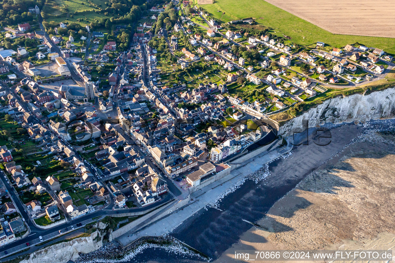 Oblique view of Falaise D Ault in Ault in the state Somme, France