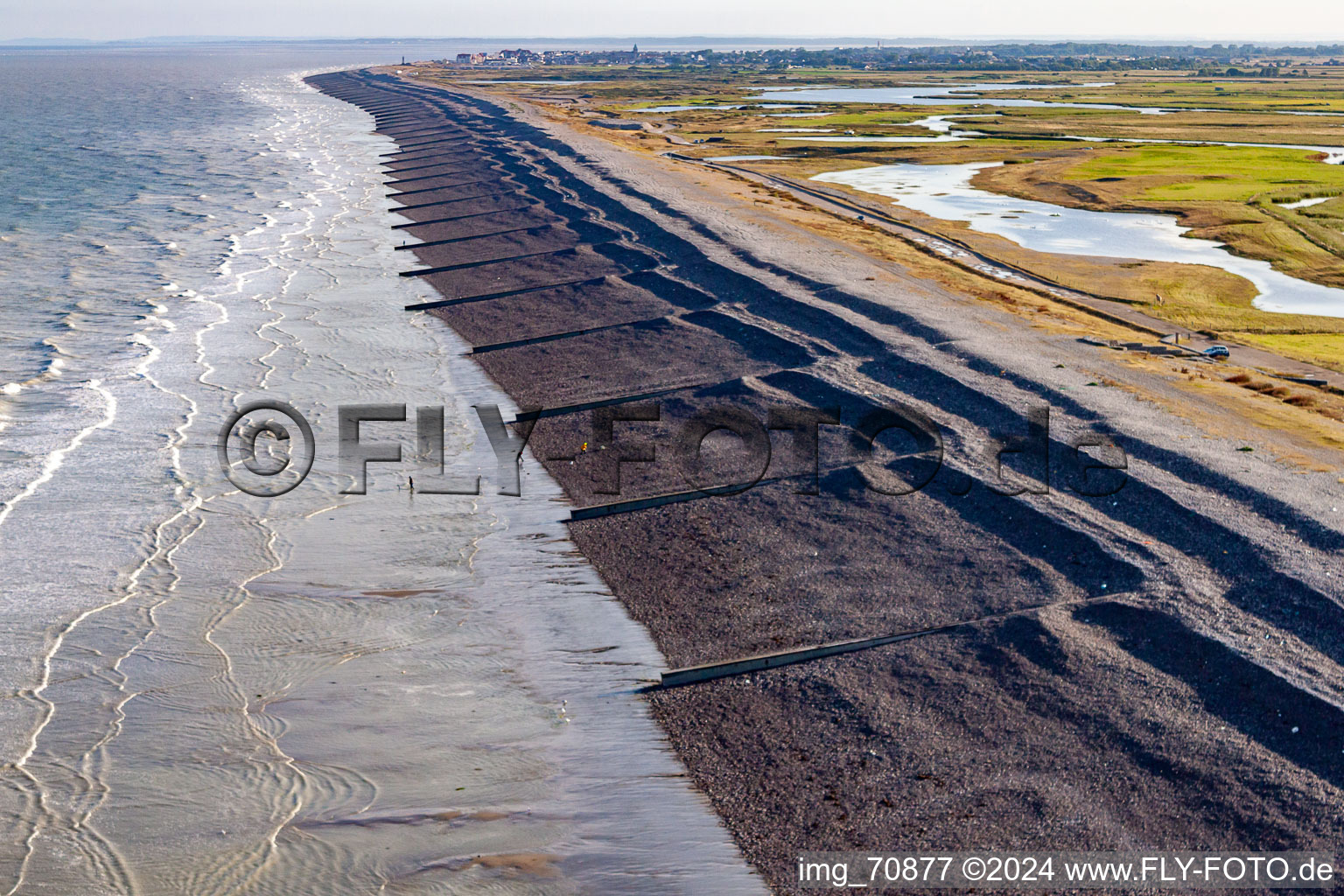 Oblique view of Channel coast in Woignarue in the state Somme, France