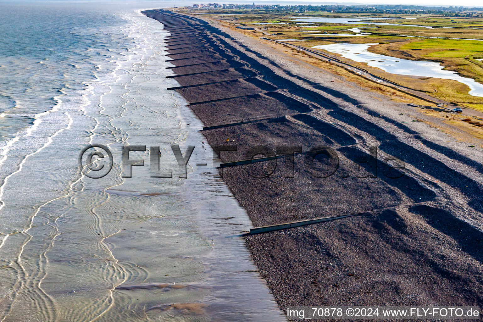 Channel coast in Woignarue in the state Somme, France from above