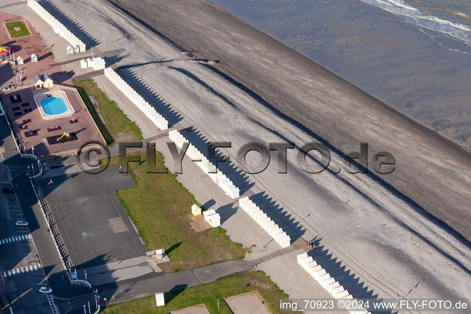 Beach landscape on the Coast to the English Channel in Cayeux-sur-Mer in Hauts-de-France, France