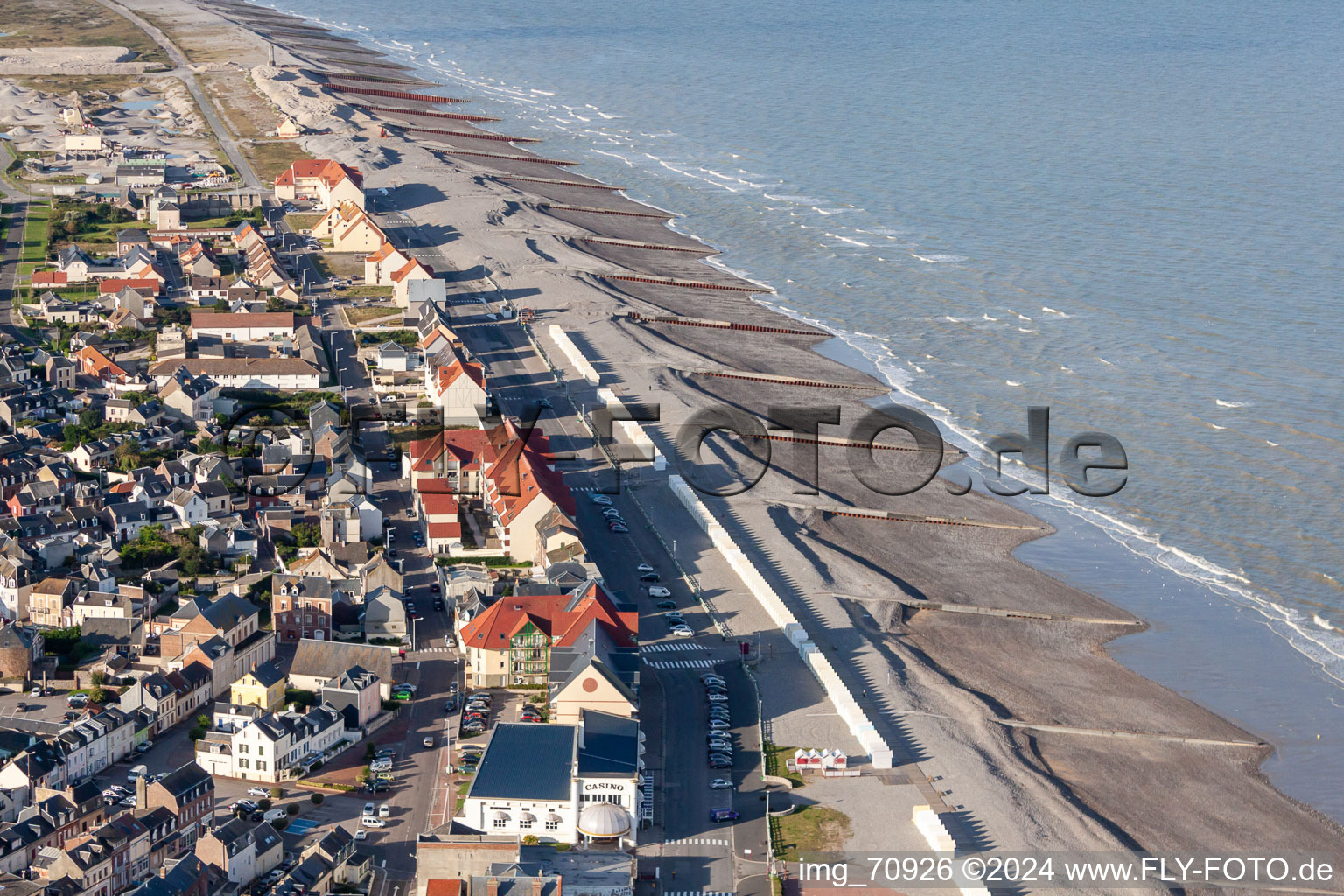 Village on marine coastal area of Channel in Cayeux-sur-Mer in Nord-Pas-de-Calais Picardy, France