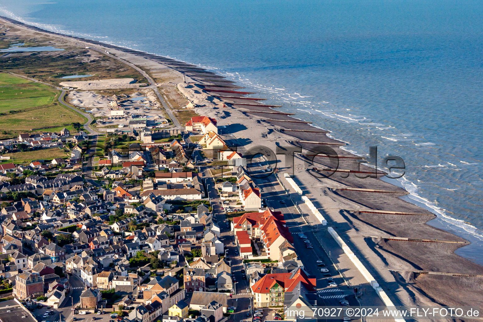 Cayeux-sur-Mer in the state Somme, France from a drone