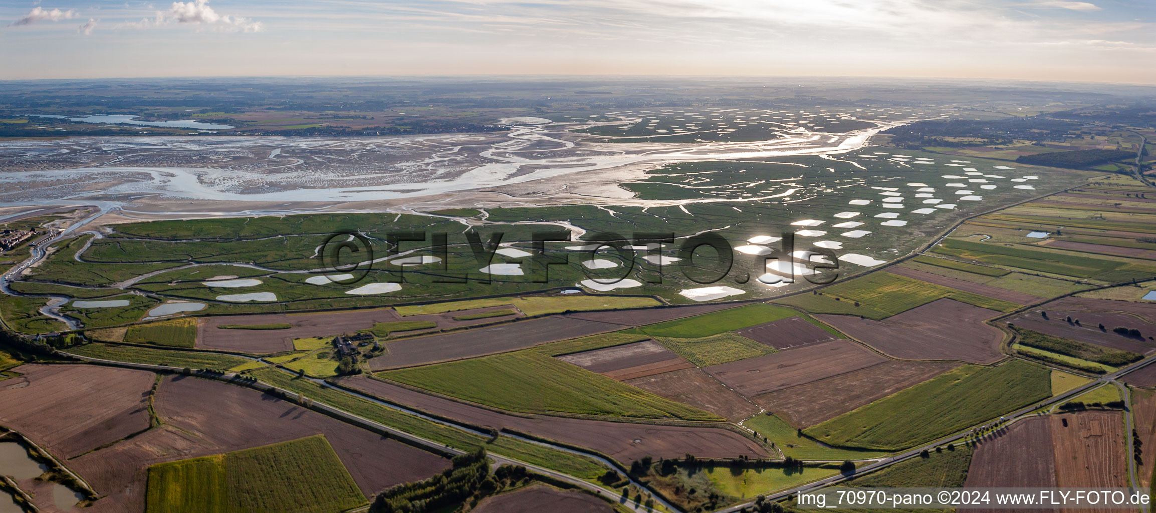 River Delta and estuary of Somme in Saint-Valery-sur-Somme in Picardie, France