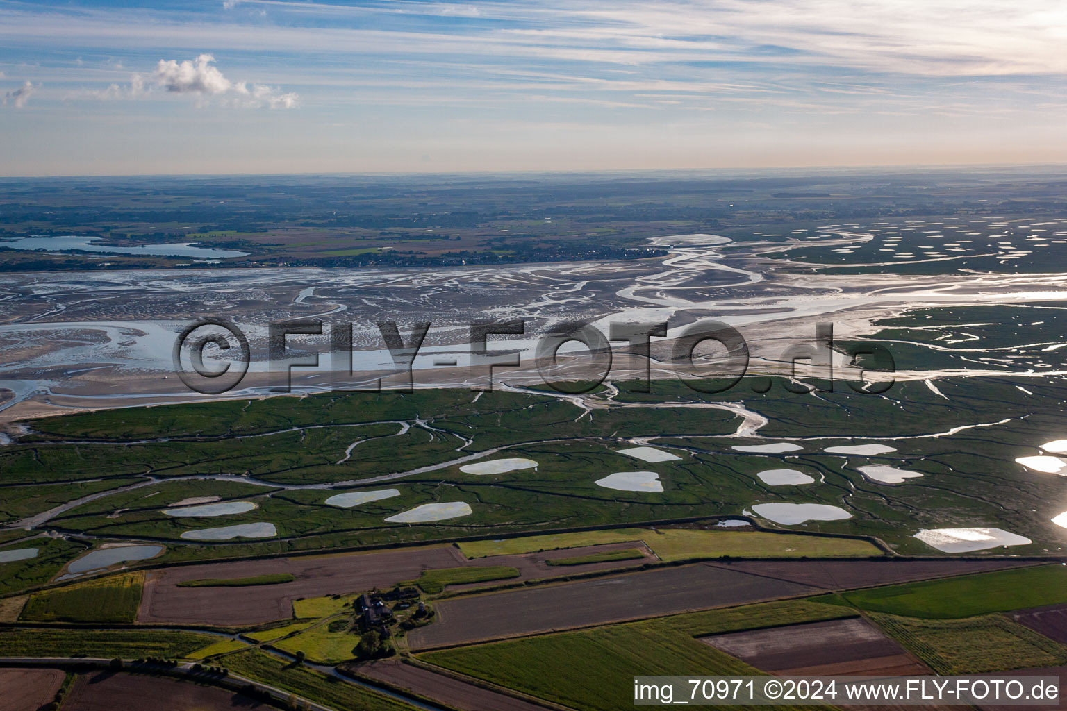 River Delta and estuary of Somme in Saint-Valery-sur-Somme in Picardie, France