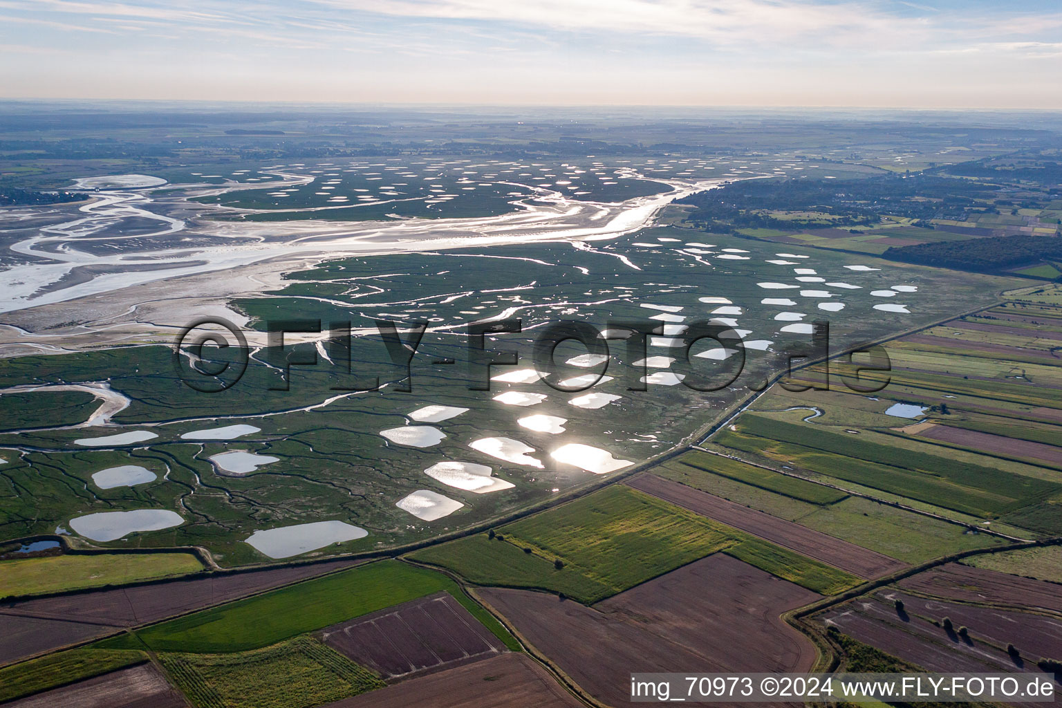 River Delta and estuary of Somme in Saint-Valery-sur-Somme in Picardie, France