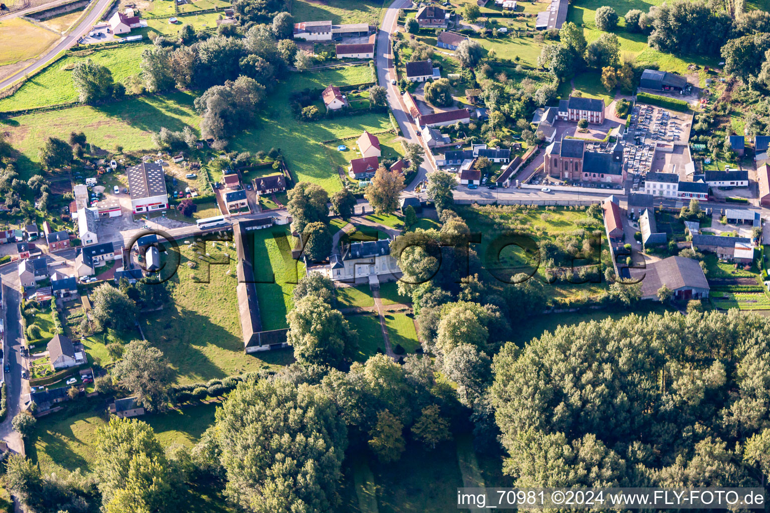 Aerial photograpy of Lanchères in the state Somme, France