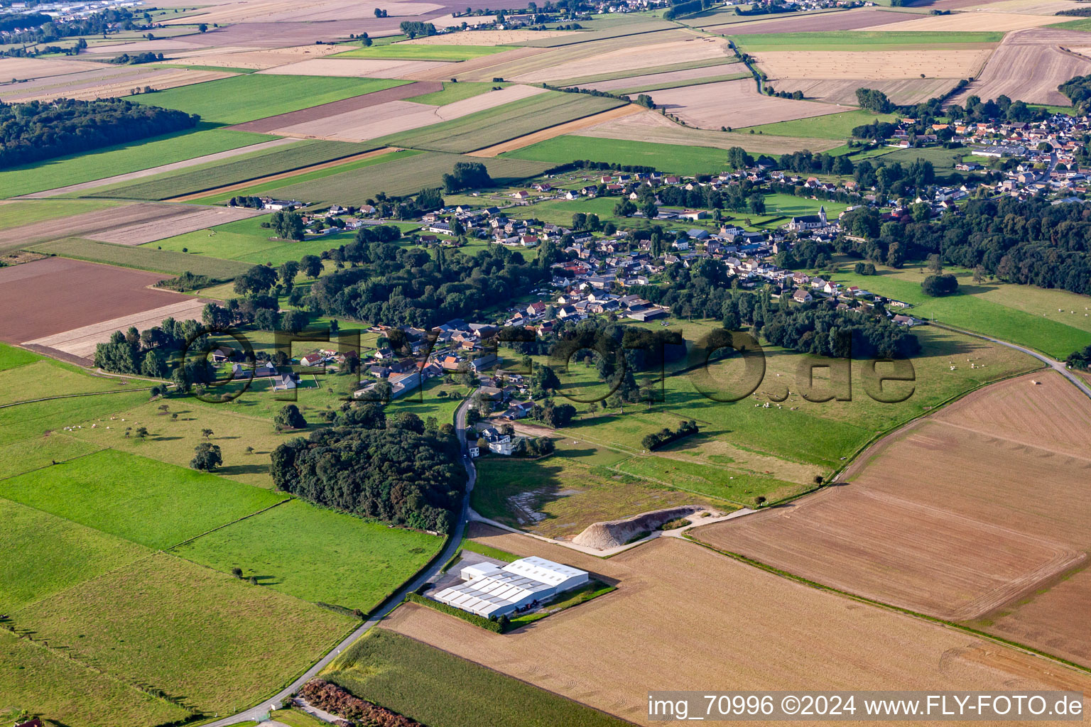 Aerial view of Bourseville in the state Somme, France