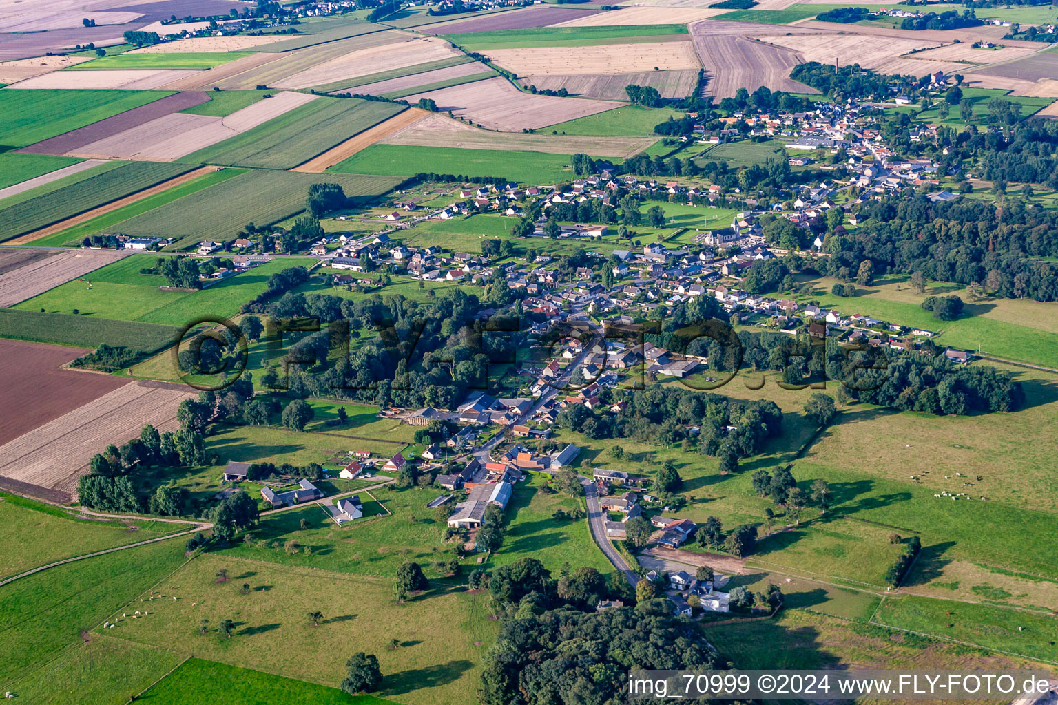 Aerial photograpy of Bourseville in the state Somme, France