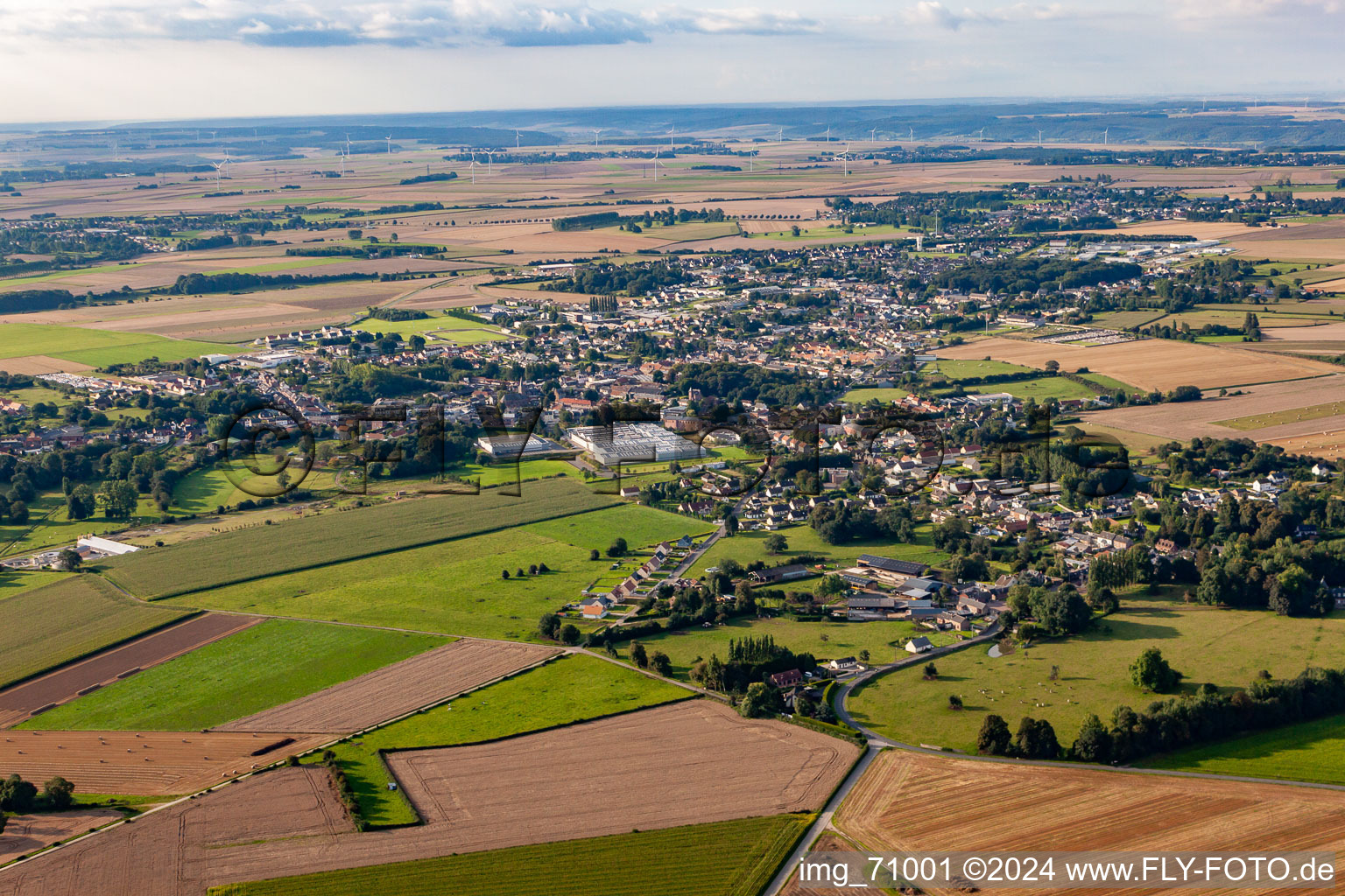 Aerial view of Friville-Escarbotin in the state Somme, France