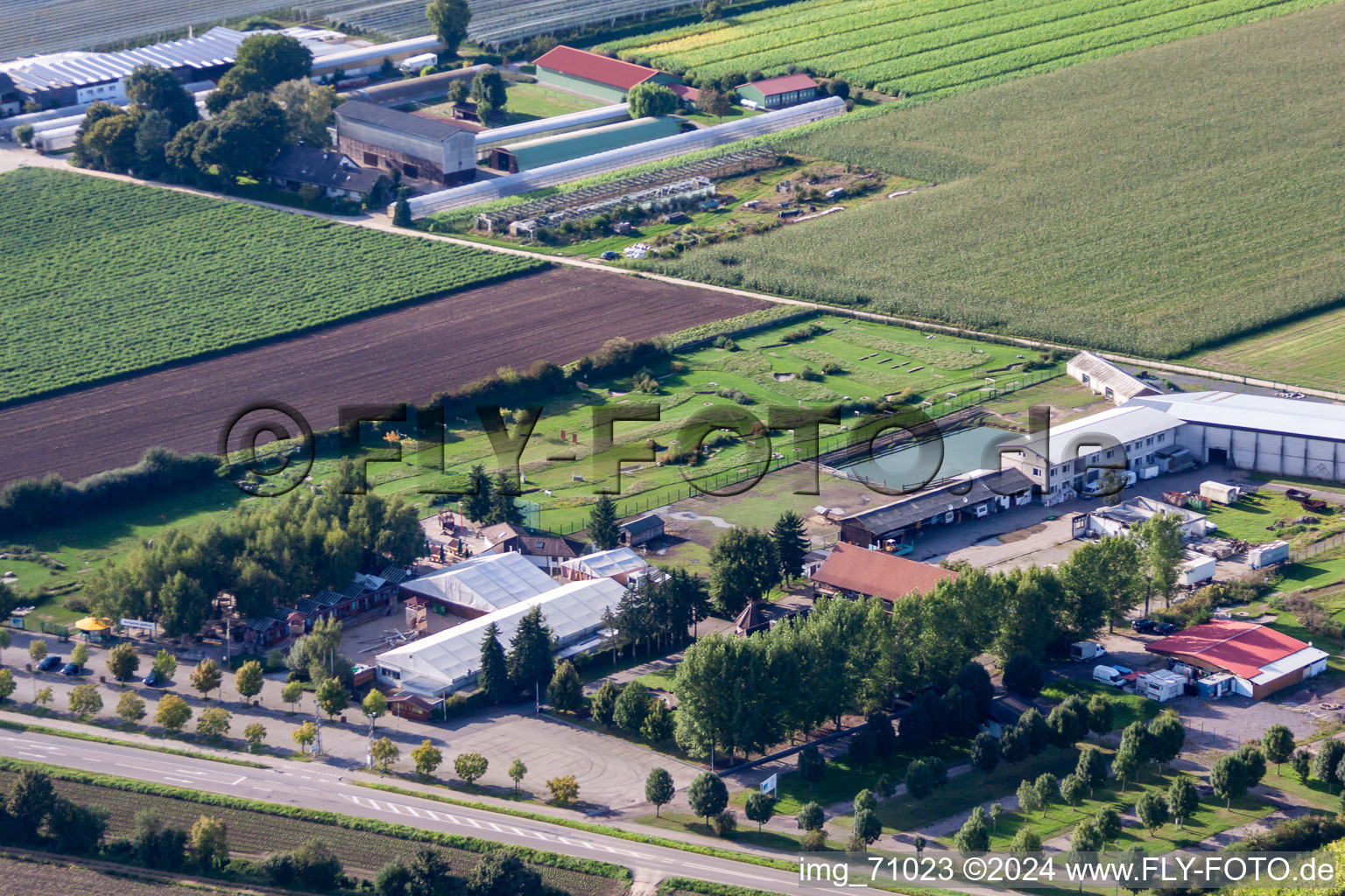 Oblique view of Adamshof Footgolf Course in Kandel in the state Rhineland-Palatinate, Germany