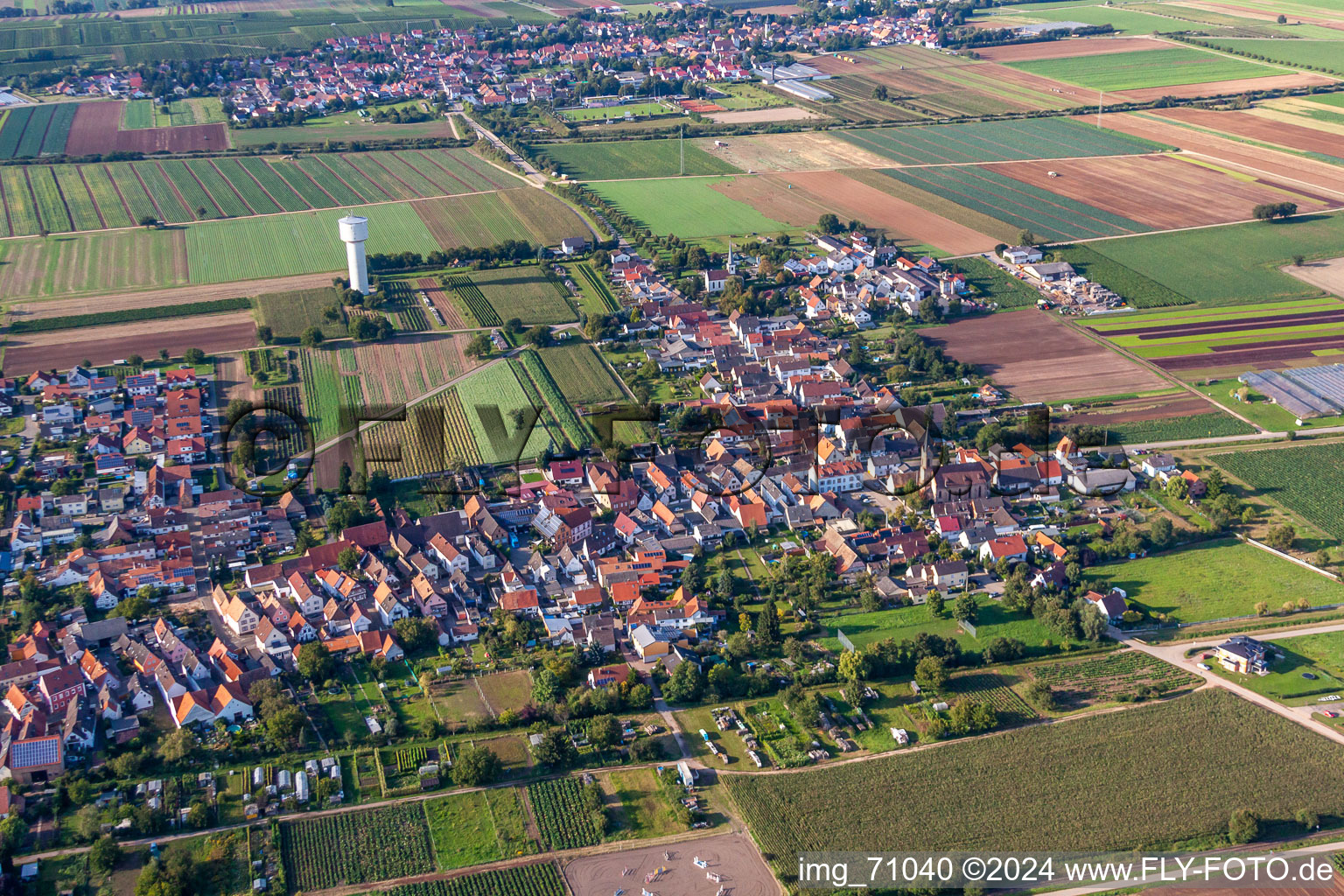 Aerial photograpy of Lustadt in the state Rhineland-Palatinate, Germany