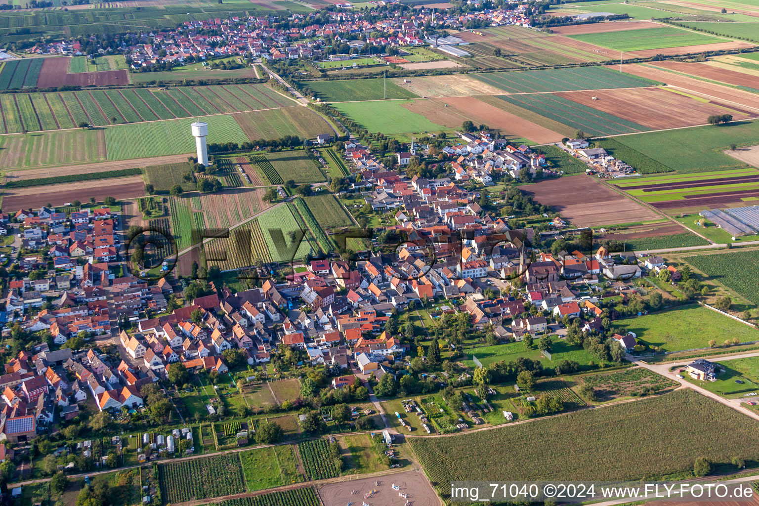 Aerial photograpy of District Niederlustadt in Lustadt in the state Rhineland-Palatinate, Germany