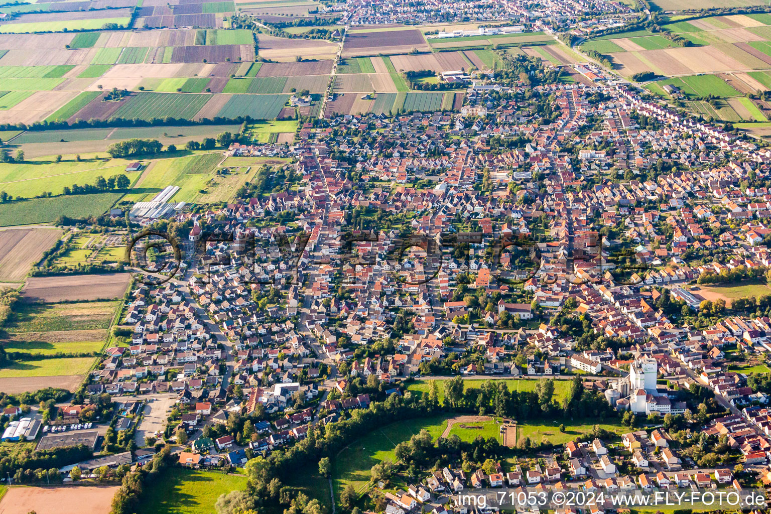 District Iggelheim in Böhl-Iggelheim in the state Rhineland-Palatinate, Germany viewn from the air