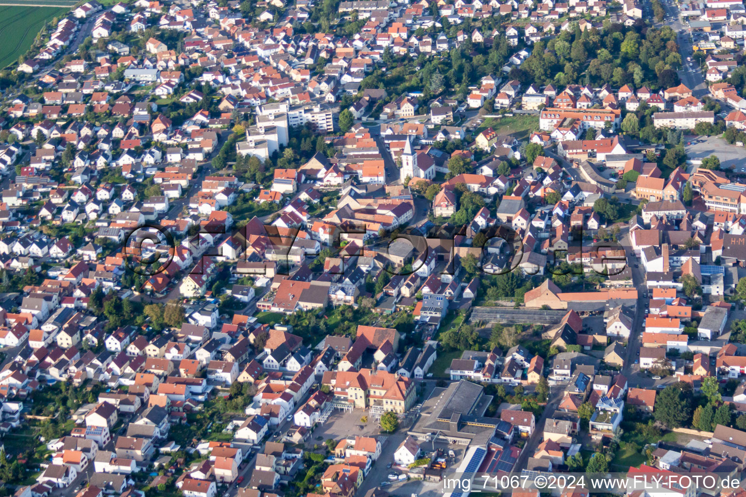 Oblique view of Mutterstadt in the state Rhineland-Palatinate, Germany