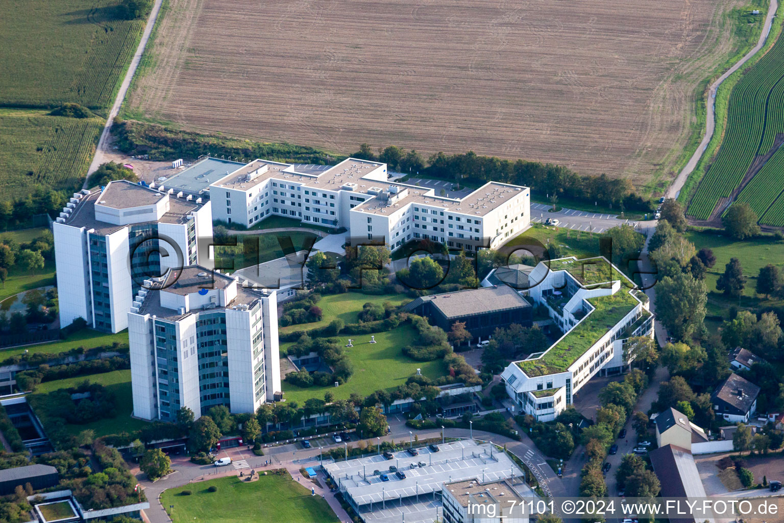 BG Accident Clinic in the district Oggersheim in Ludwigshafen am Rhein in the state Rhineland-Palatinate, Germany viewn from the air