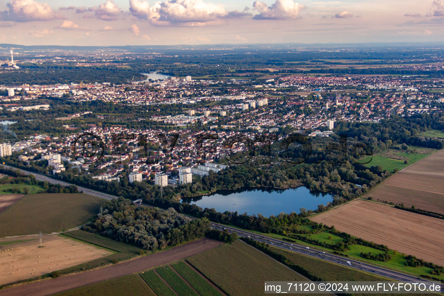 Behind the Holschen pond in the district Gartenstadt in Ludwigshafen am Rhein in the state Rhineland-Palatinate, Germany