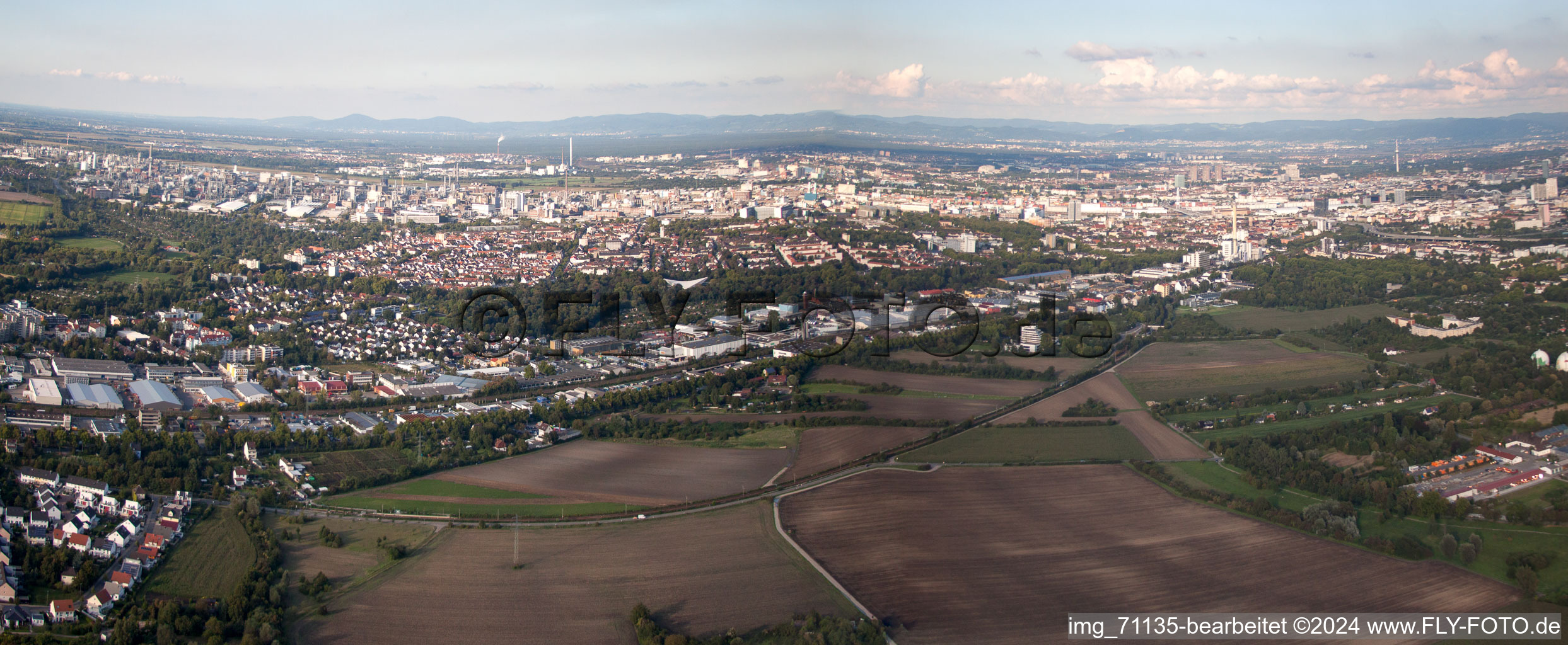 District Friesenheim in Ludwigshafen am Rhein in the state Rhineland-Palatinate, Germany viewn from the air