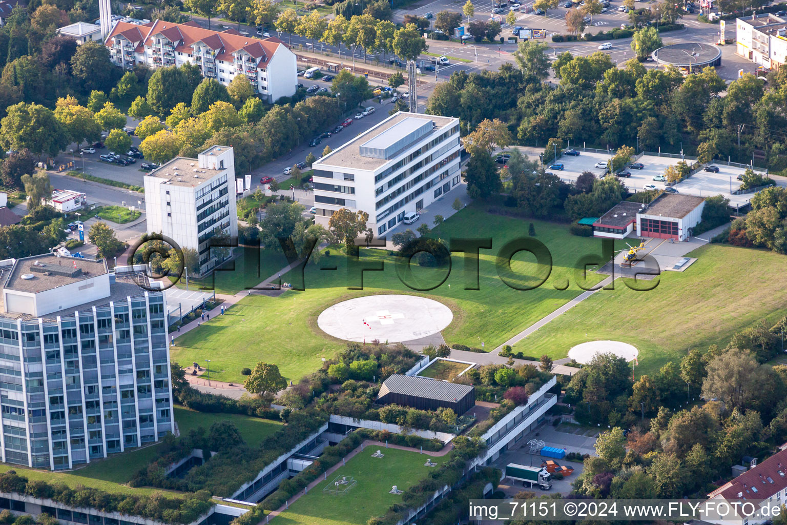 BG Accident Clinic in the district Oggersheim in Ludwigshafen am Rhein in the state Rhineland-Palatinate, Germany seen from a drone