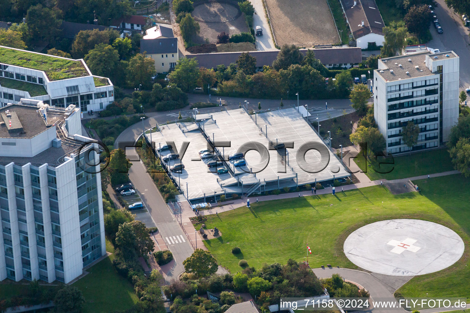 BG Accident Clinic in the district Oggersheim in Ludwigshafen am Rhein in the state Rhineland-Palatinate, Germany from the plane