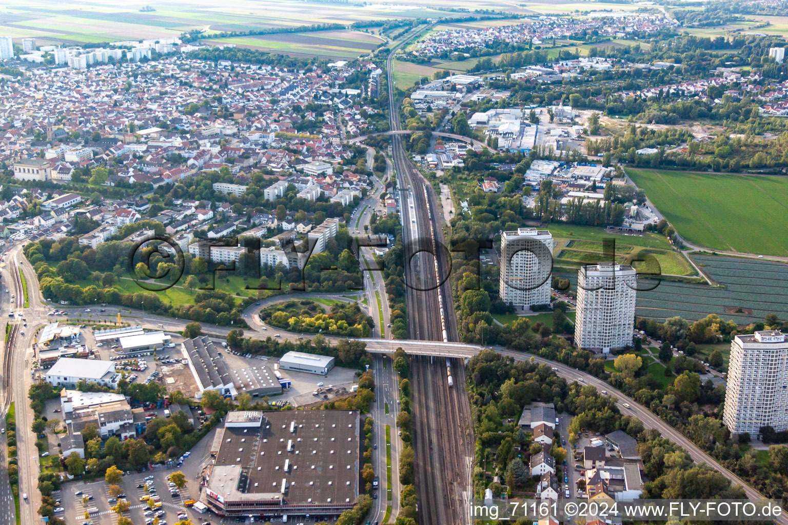 Bird's eye view of BG accident clinic in the district Oggersheim in Ludwigshafen am Rhein in the state Rhineland-Palatinate, Germany