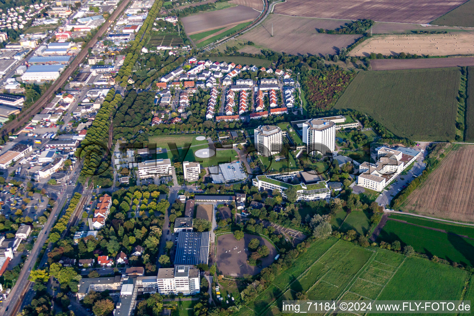 Aerial photograpy of BG accident clinic in the district Oggersheim in Ludwigshafen am Rhein in the state Rhineland-Palatinate, Germany