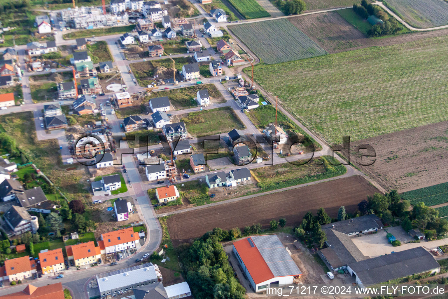 Aerial view of New development area Betheny-Allee in the district Schauernheim in Dannstadt-Schauernheim in the state Rhineland-Palatinate, Germany