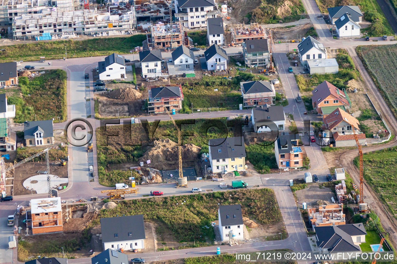 Aerial photograpy of New development area Betheny-Allee in the district Schauernheim in Dannstadt-Schauernheim in the state Rhineland-Palatinate, Germany