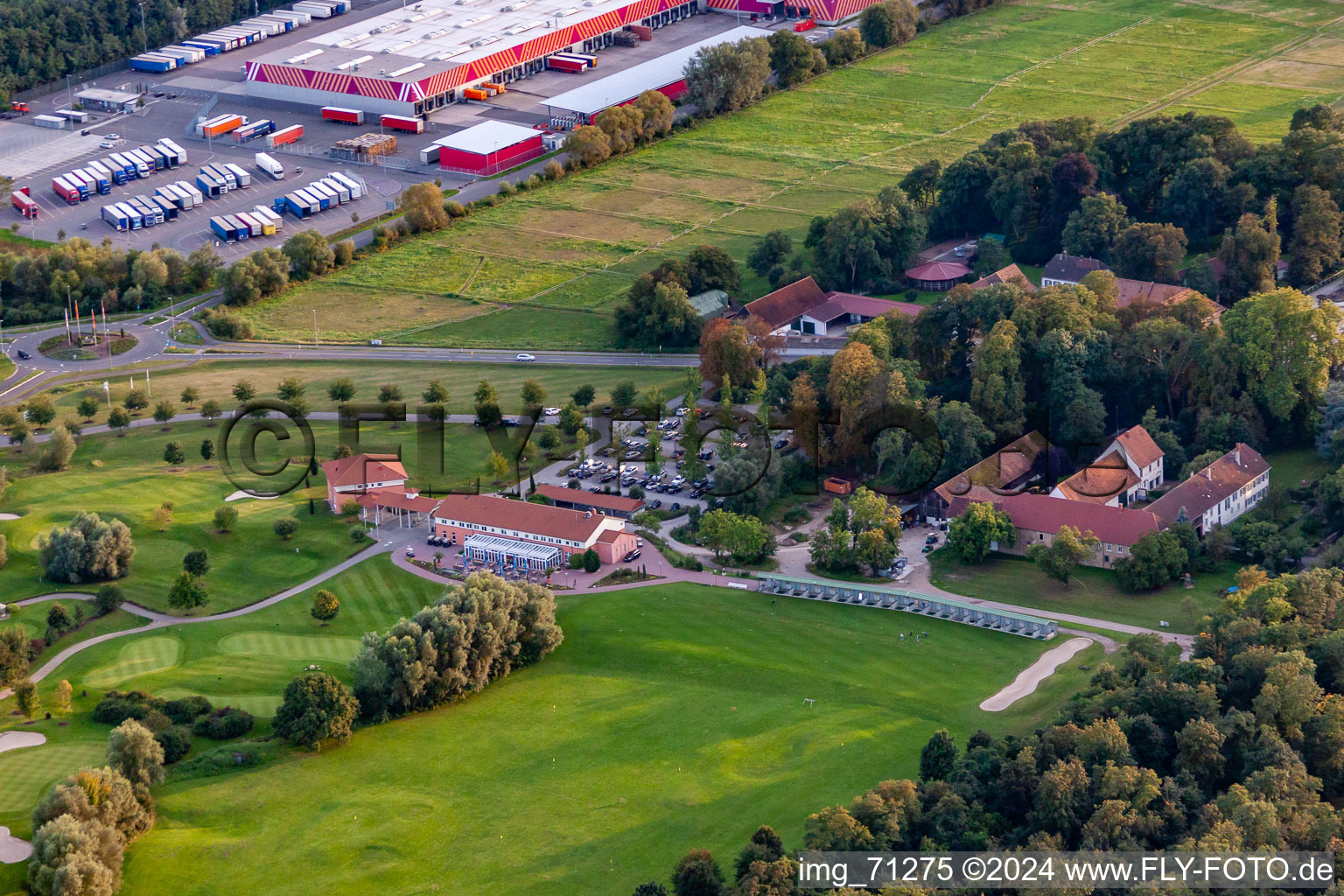 Golf course at Landgut Dreihof in Essingen in the state Rhineland-Palatinate, Germany