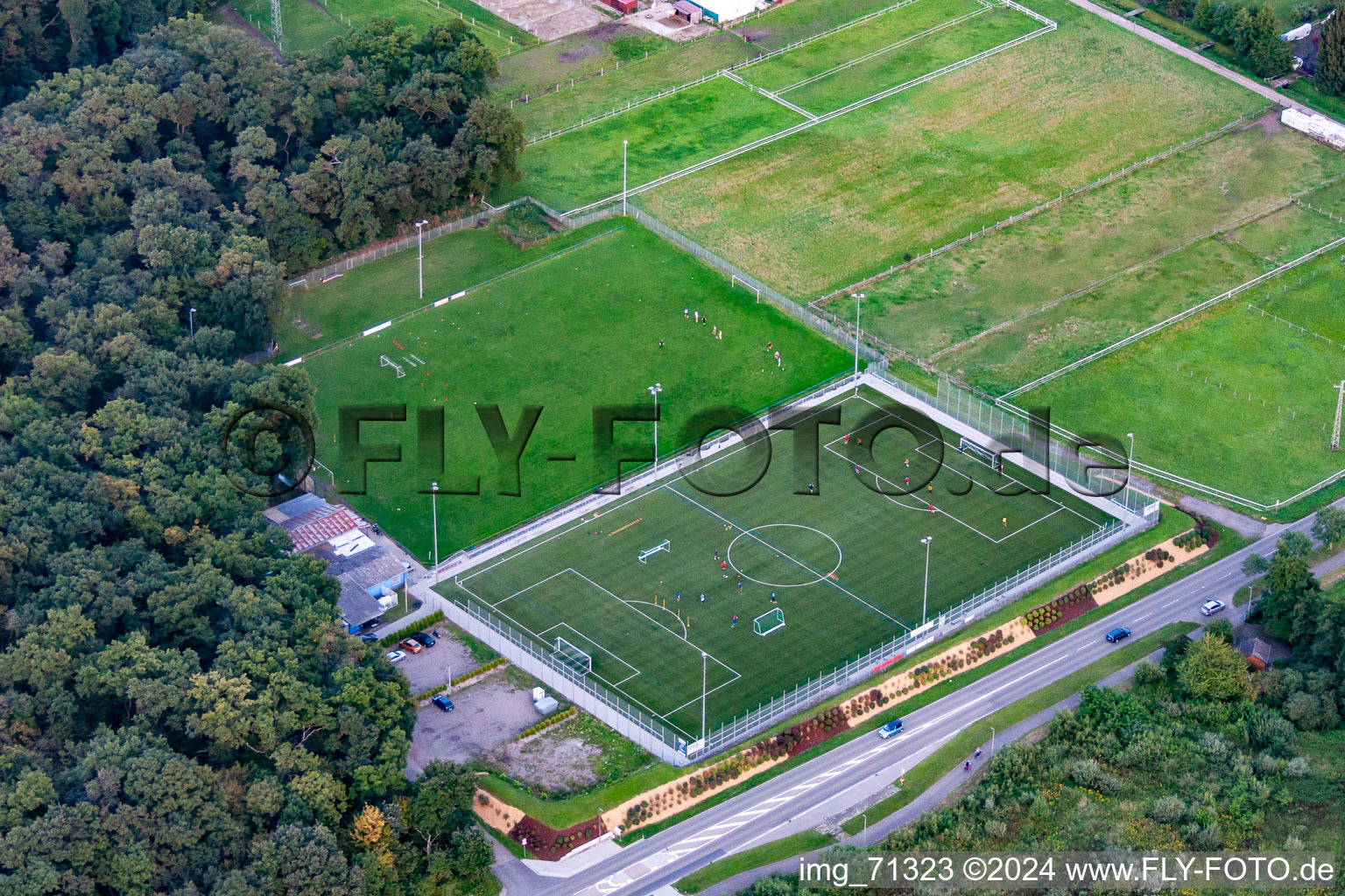 Sports fields in the district Minderslachen in Kandel in the state Rhineland-Palatinate, Germany