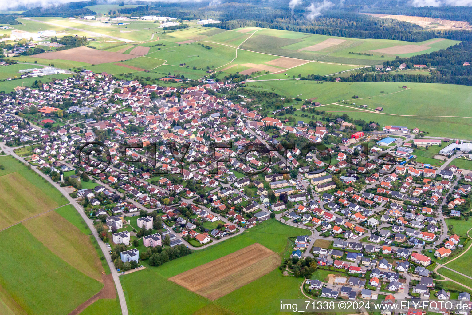 Neuhausen ob Eck in the state Baden-Wuerttemberg, Germany seen from above