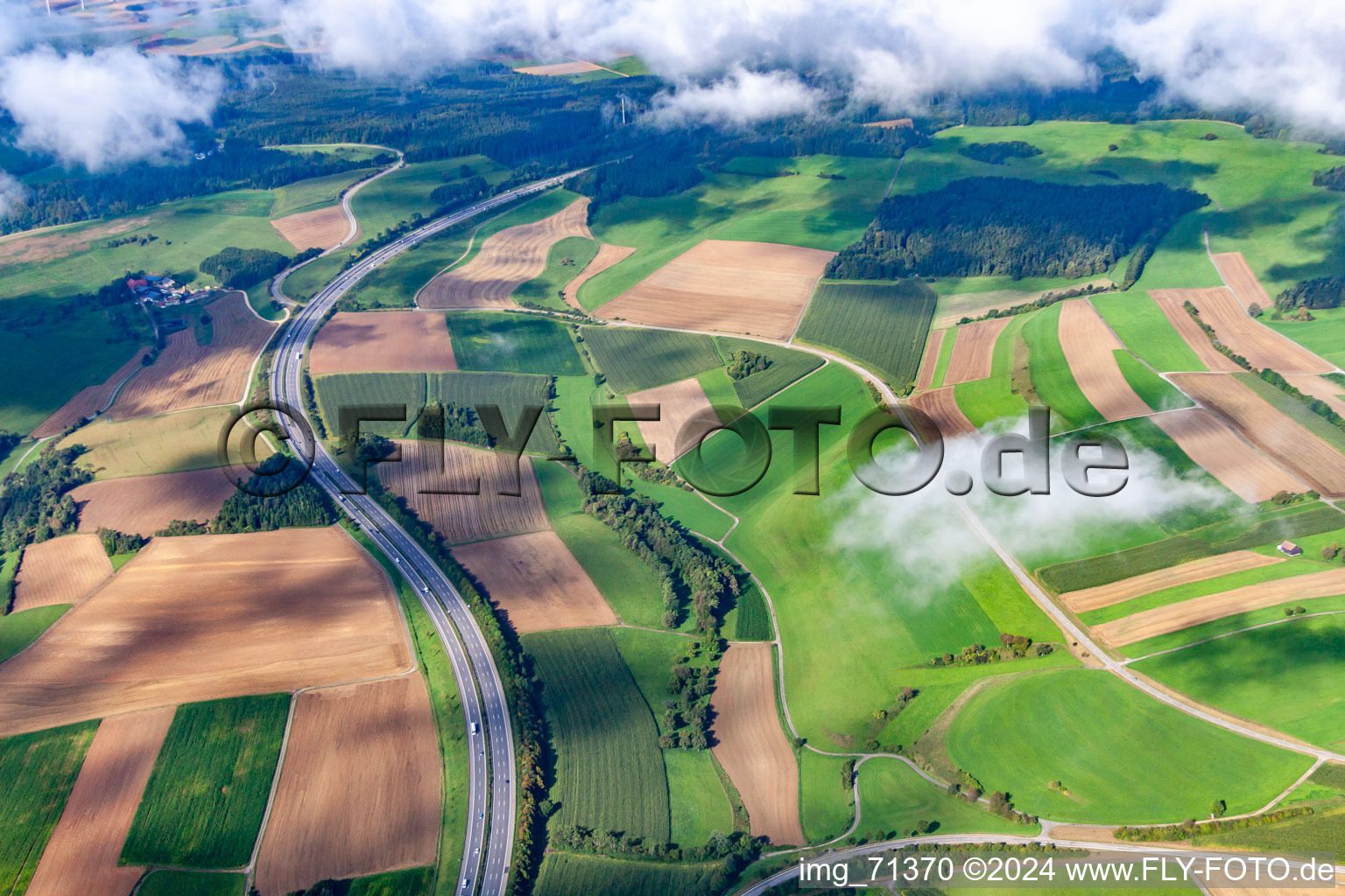 Route of the A81 in the district Mauenheim in Immendingen in the state Baden-Wuerttemberg, Germany