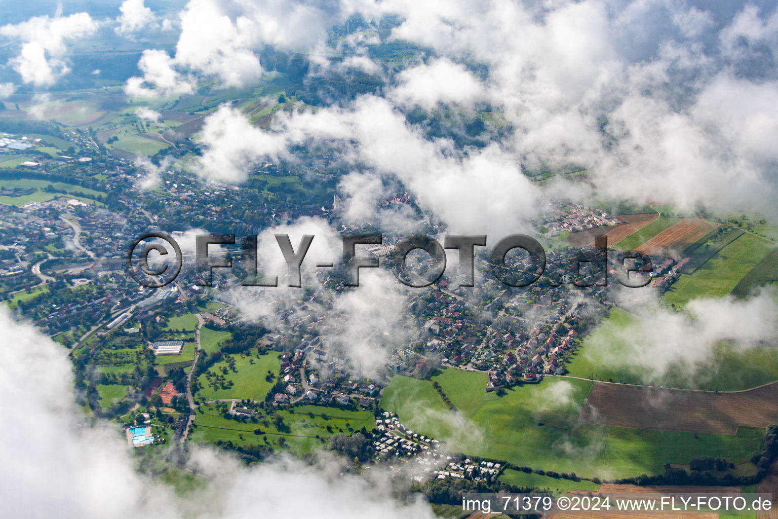 Engen in the state Baden-Wuerttemberg, Germany seen from above