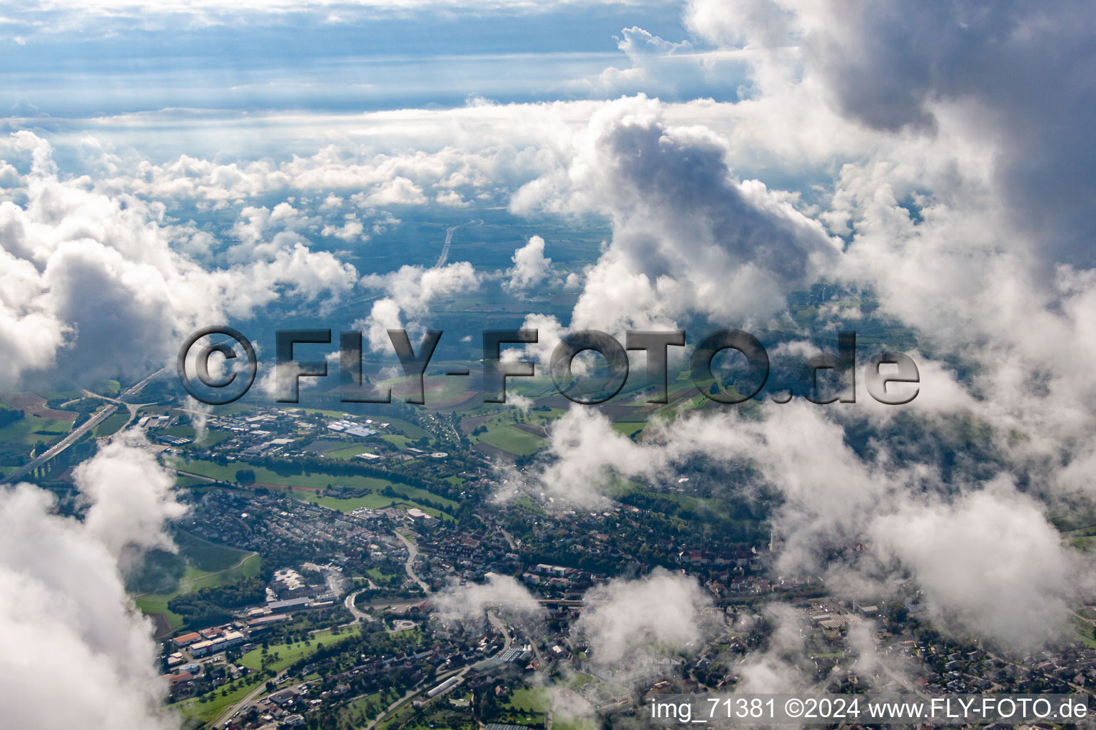 Engen in the state Baden-Wuerttemberg, Germany seen from above